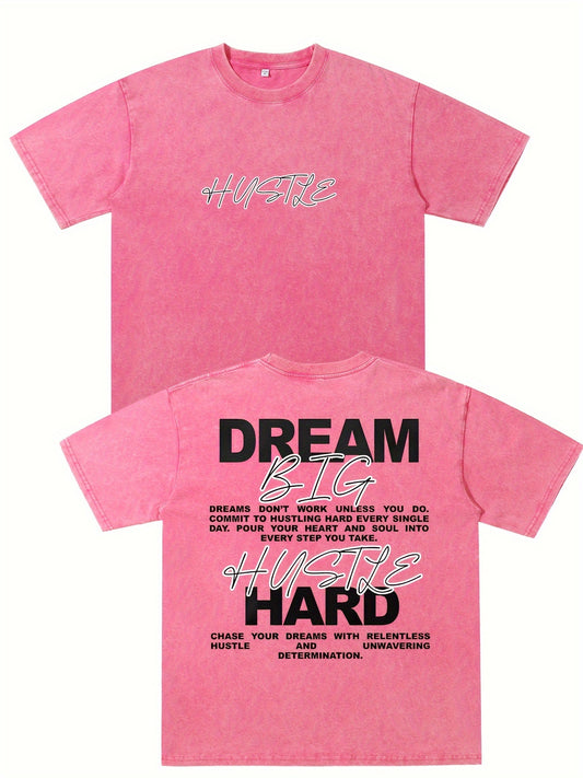 Dream Hard Vintage Washed High Quality Cotton Graphic T-shirt Men's T-shirt Do Old Summer Clothing Drop Shoulder Sleeve Round Neck Top Short Sleeve